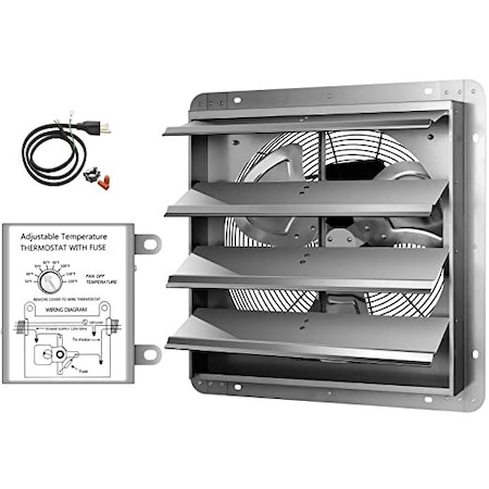 Ipower 16 Inch Shutter Exhaust Fan with Thermostat HIFANXEXHAUST16THEMOT